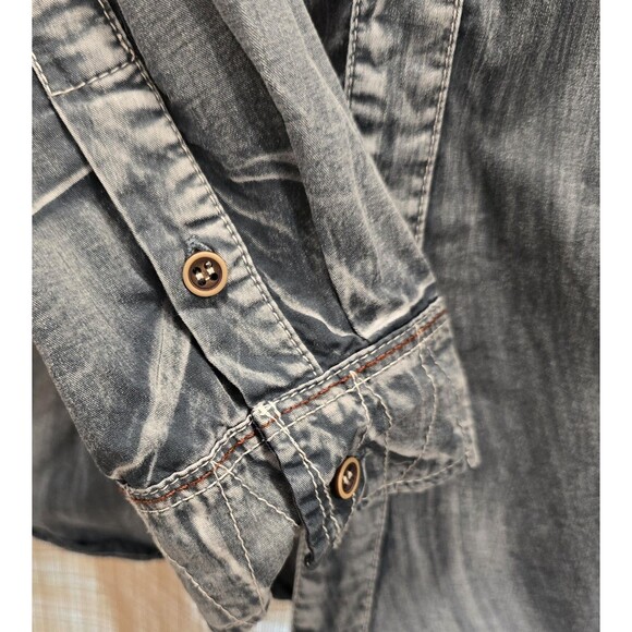 Tailored Recreation Shirt Mens Large Gray Distressed Western Casual Long Sleeve - Picture 4 of 15